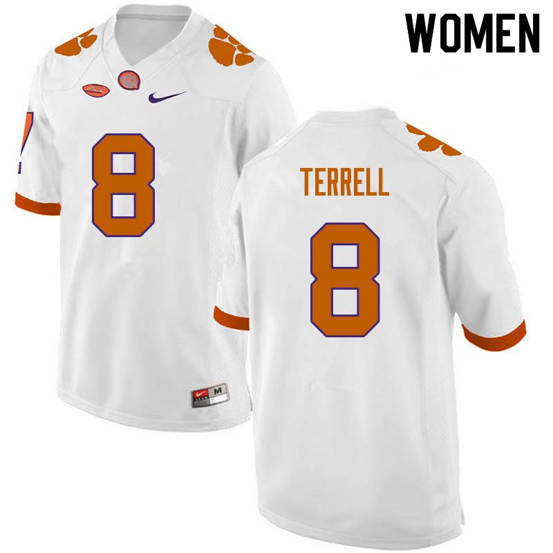 Women #8 A.J. Terrell Clemson Tigers College Football Jerseys Sale-White